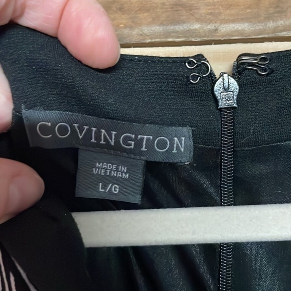 Covington size large black and white cap sleeve pencil dress polyester/spandex - Picture 4 of 7